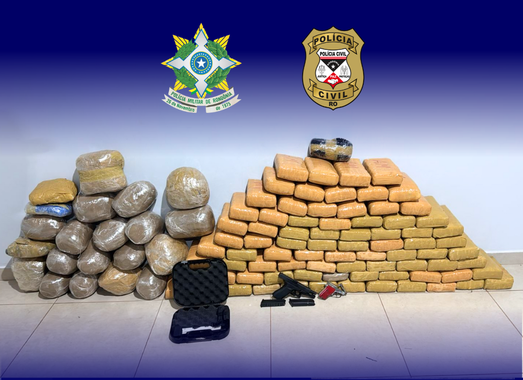 ROTA DE FACÇÕES - Operação conjunta apreende 104 kg de skank e armas em São Francisco do Guaporé (RO) 

